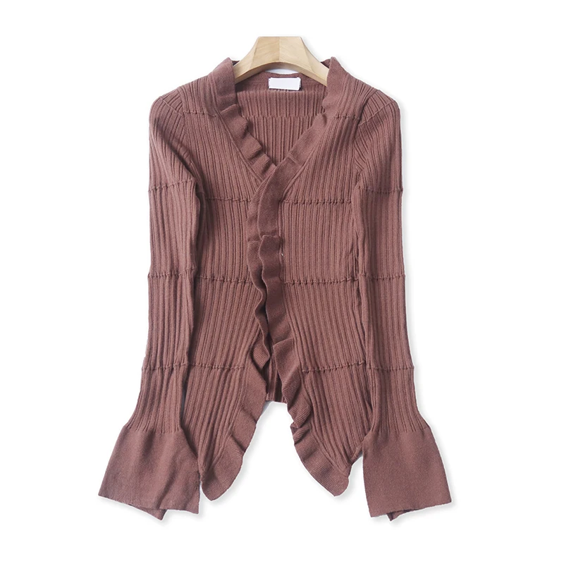 

Вязаный свитер Sweet Sle V-Ne Long Sve Slim Fit на одной пуговице Bell Sve Открытый кардиган для женщин Осень Зима Новый A...