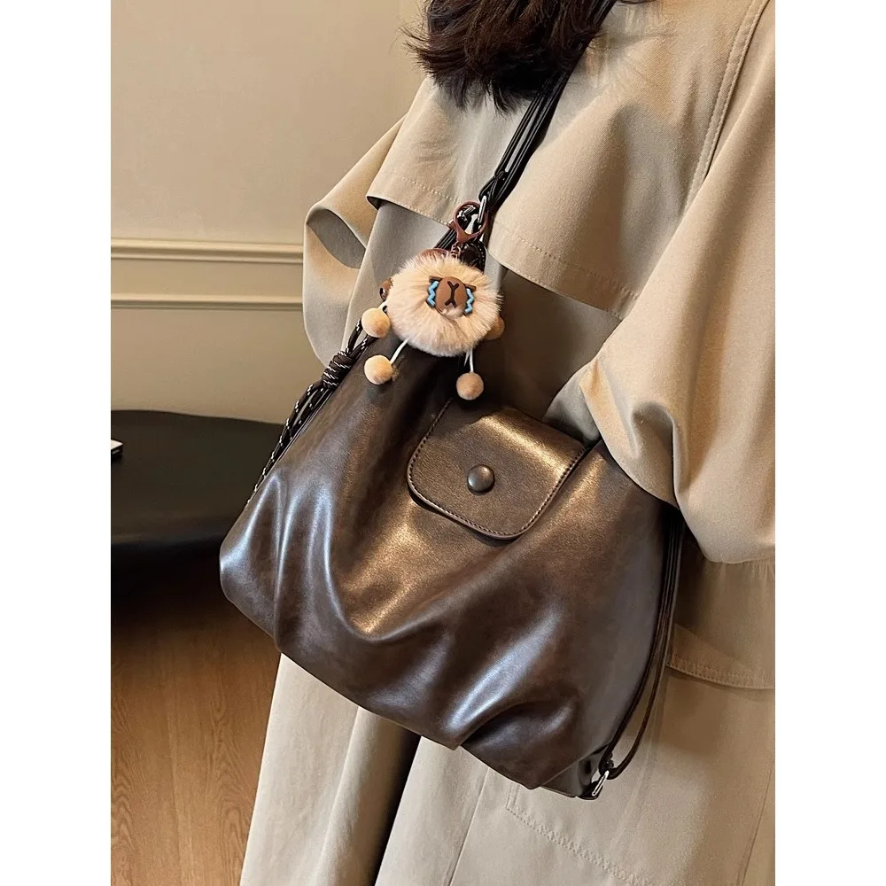 Yao Xiaoyu Retro Big Bag Women 2024 Winter Large Capaci Tote Bag Korean Sle Shoulder Messenger Bag Backpack