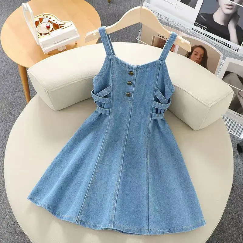 Kids Girls Denim Set 2023 Spring New Children\'s Clothing Girls Big Boy Yangpai Spring And Autumn Set Skirt Girls Dress