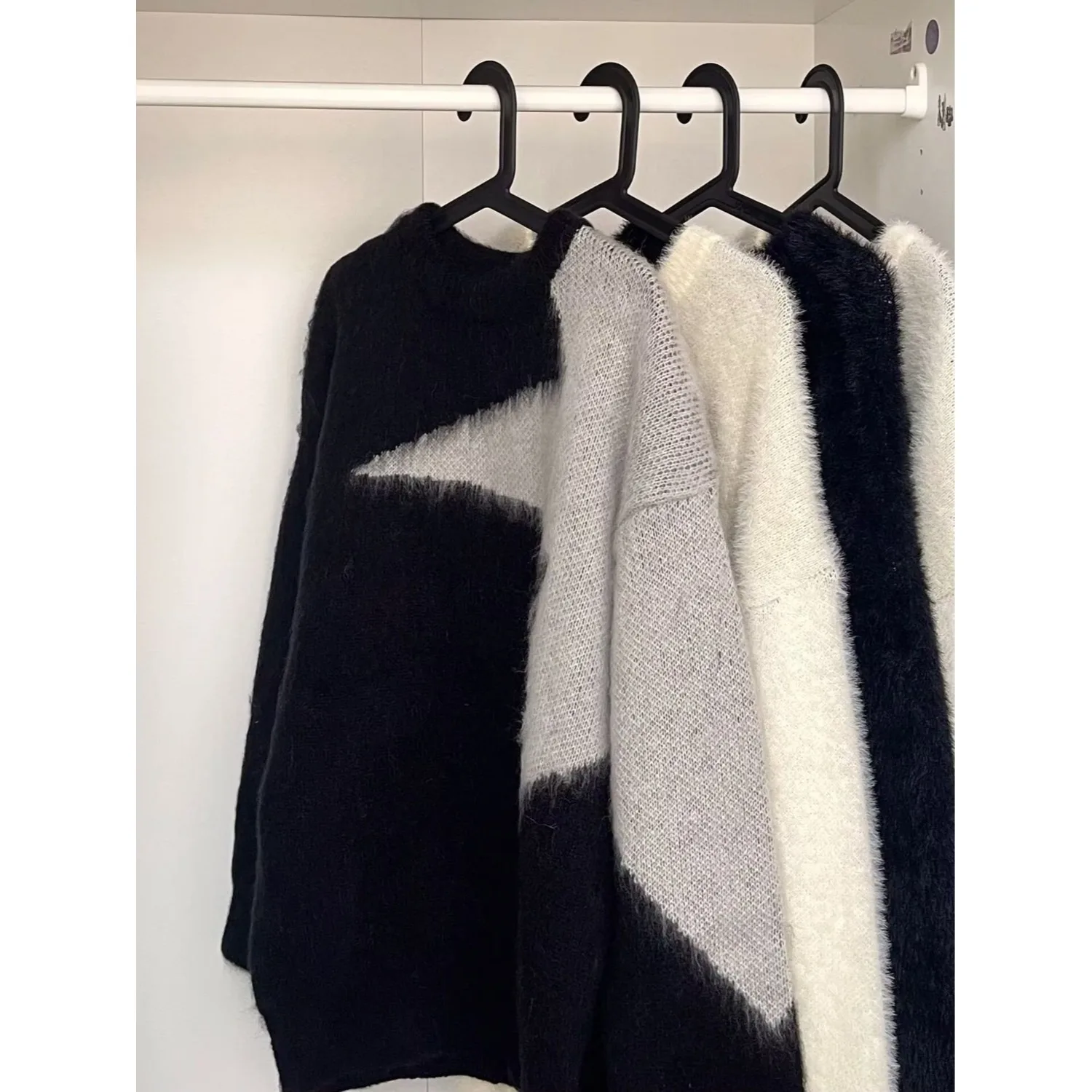 

Осень-зима, вязаный свитер большого размера, мужской модный ленивый уличный свитер молочного цвета, цвет воротника Blo, полиэфирное волокно