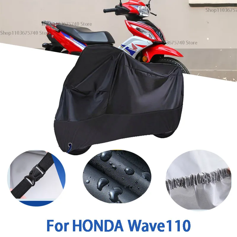 

Motorcycle Full Covers For HONDA Wave110 Car Outdoors Sun Protection Dust No Ear Thickened Oxford Clothcover Accessories