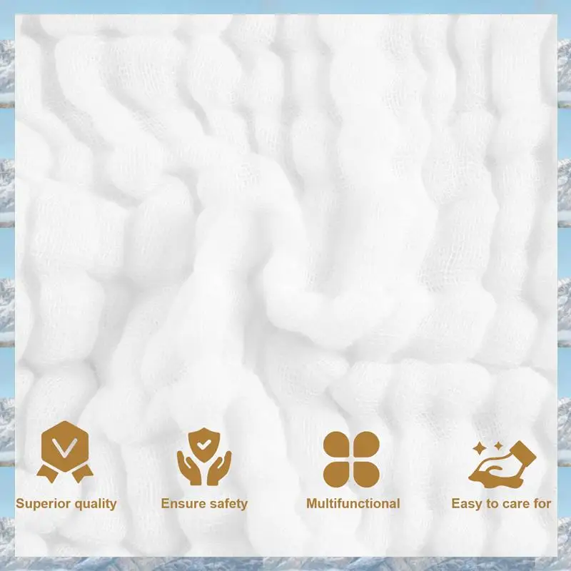 

L81A 2025-Baby Muslin Bath Towels, 10 Pack Of Reusable Soft Absorbent Cotton Baby Face Towel, For Baby's Delicate Skin White