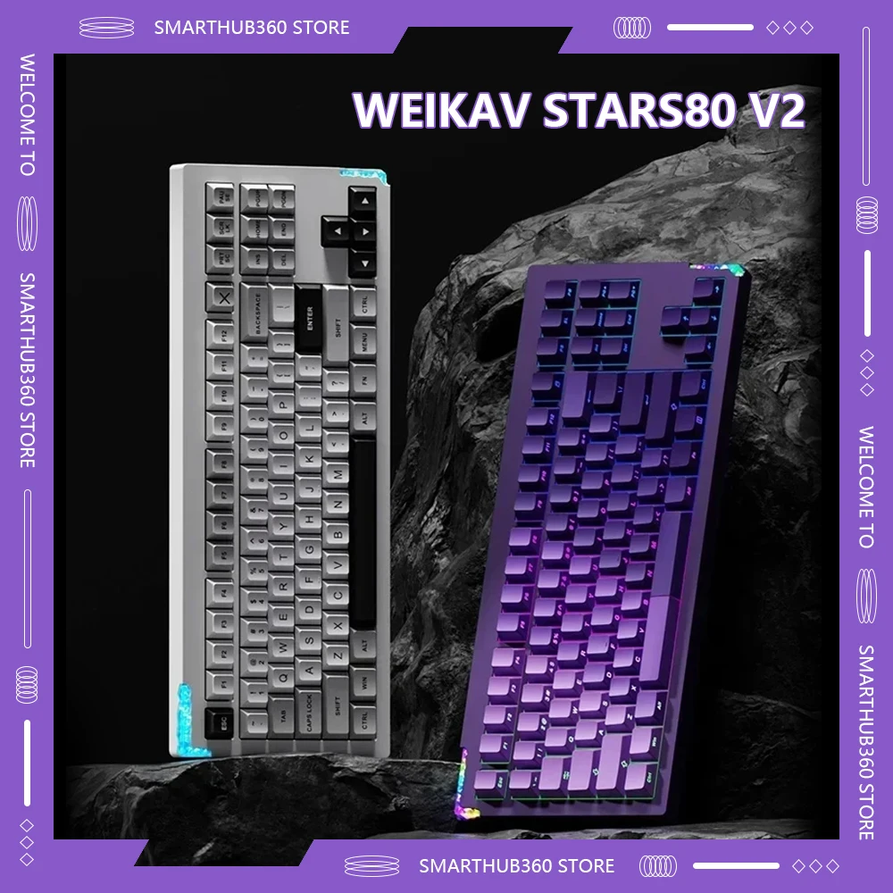 New Weikav Stars80 V2 Wireless Mechanical Keyboard Aluminum Alloy QMK VIA Kit CNC 3Mode Desktop Pc Gamer Esports Keyboards Gifts