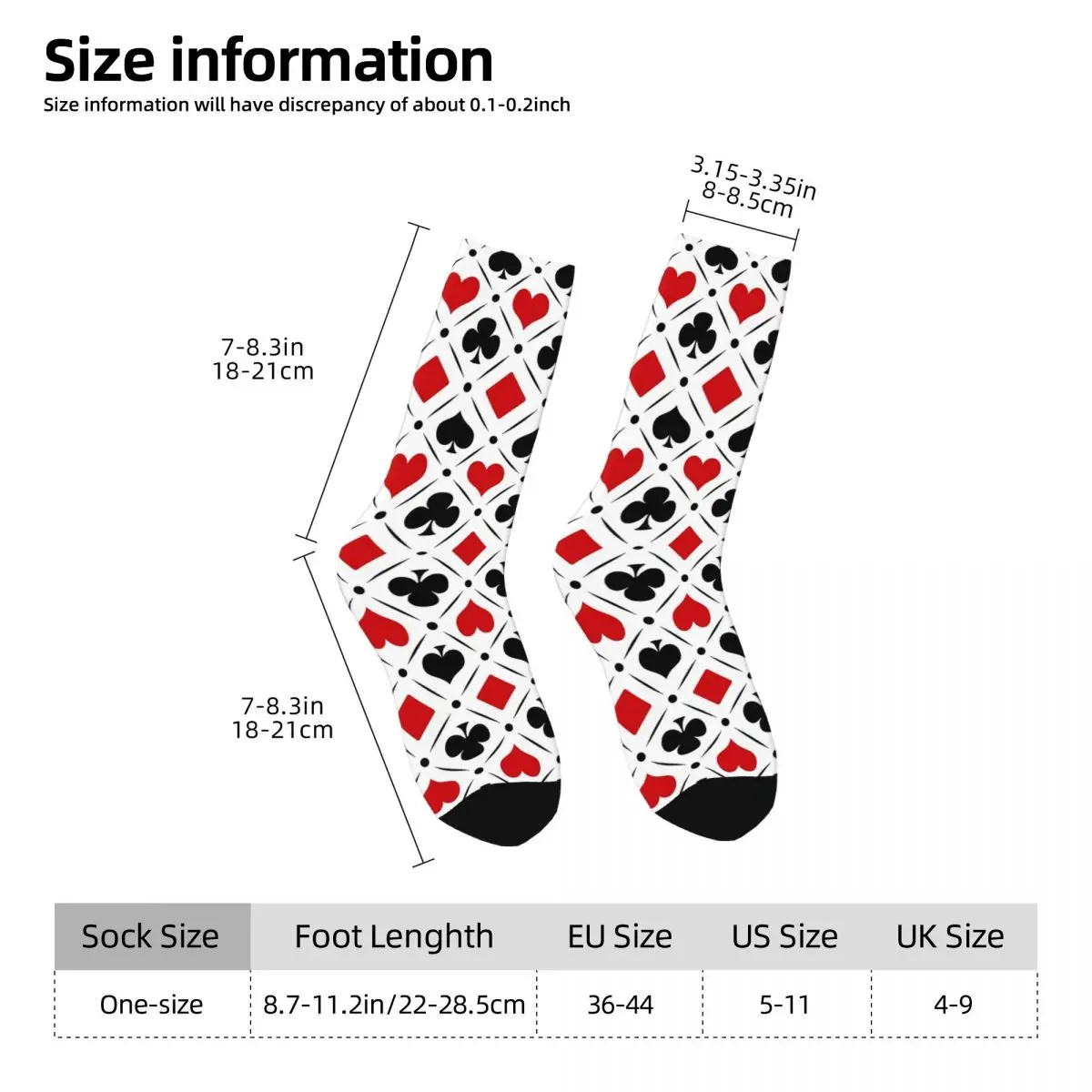 Playing Card Suits Symbols Socks Harajuku Sweat Absorbing Stockings All Season Long Socks Accessories Unisex Birthday Present