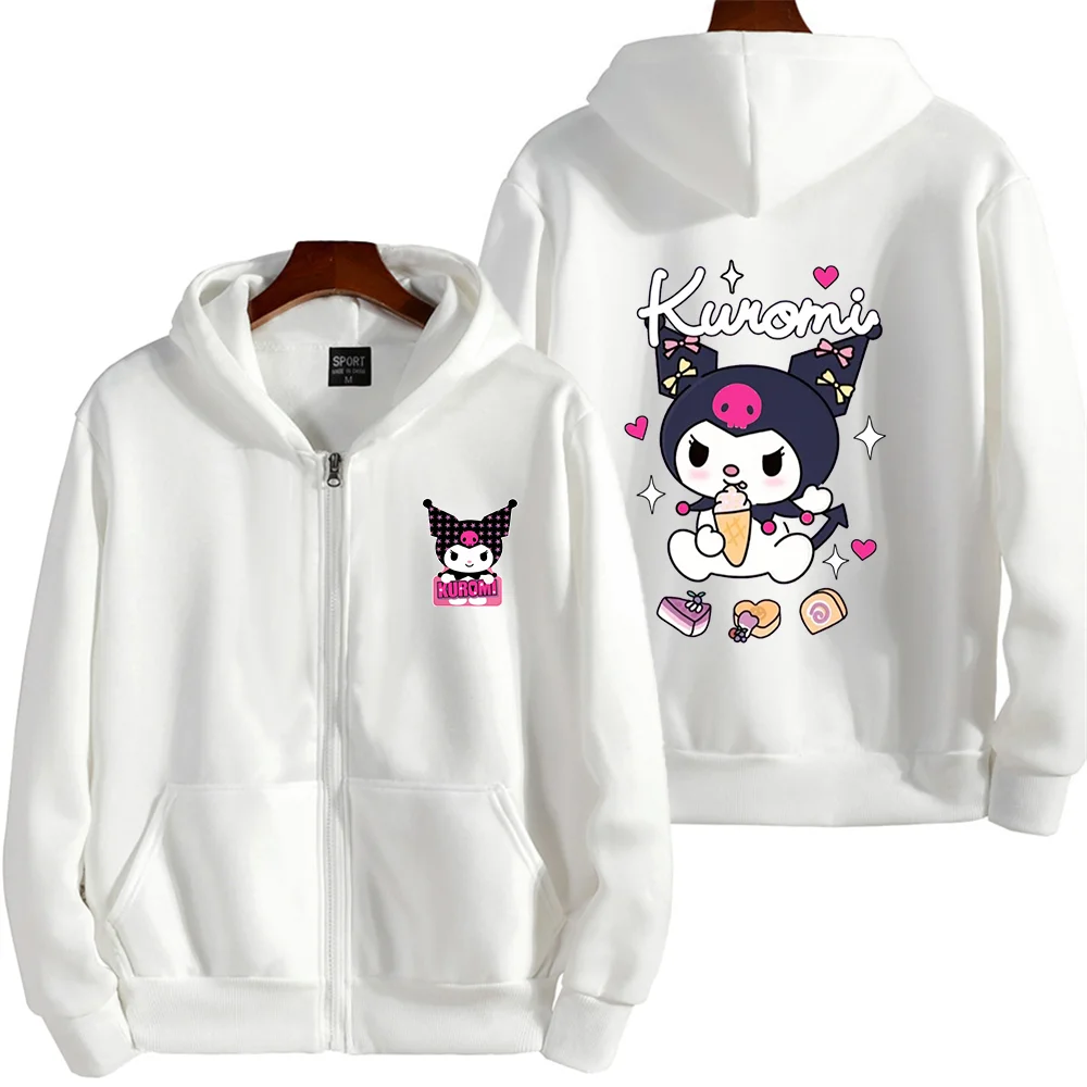 

Kawaii Kuromi casual cute print unisex hoodie spring and autumn Sanrio cartoon casual sports street print hoodie