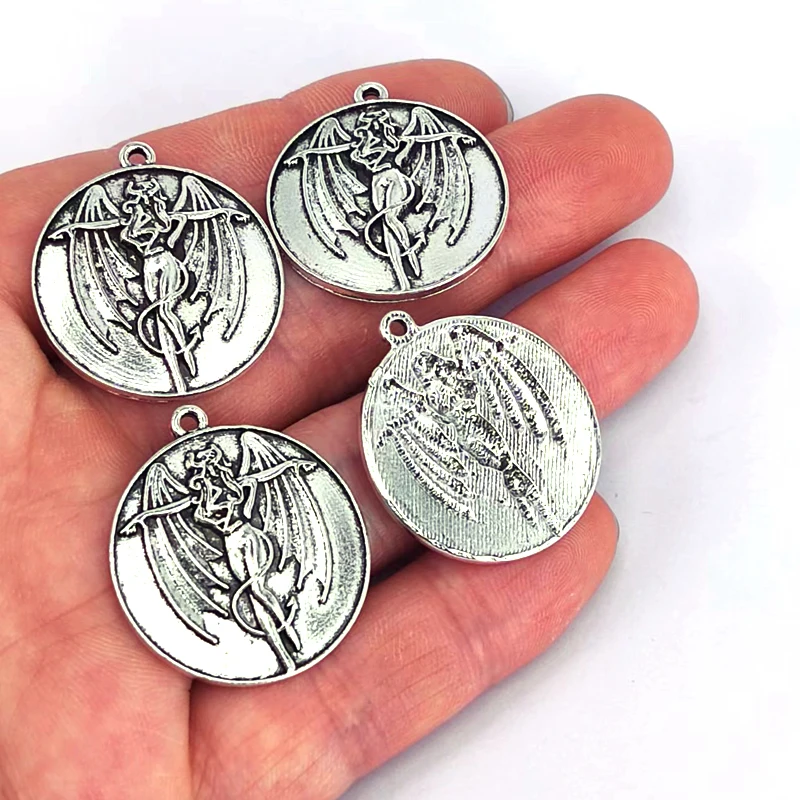 5pcs ancient silver color Angel and devil pendant charm for DIY women man Accessories