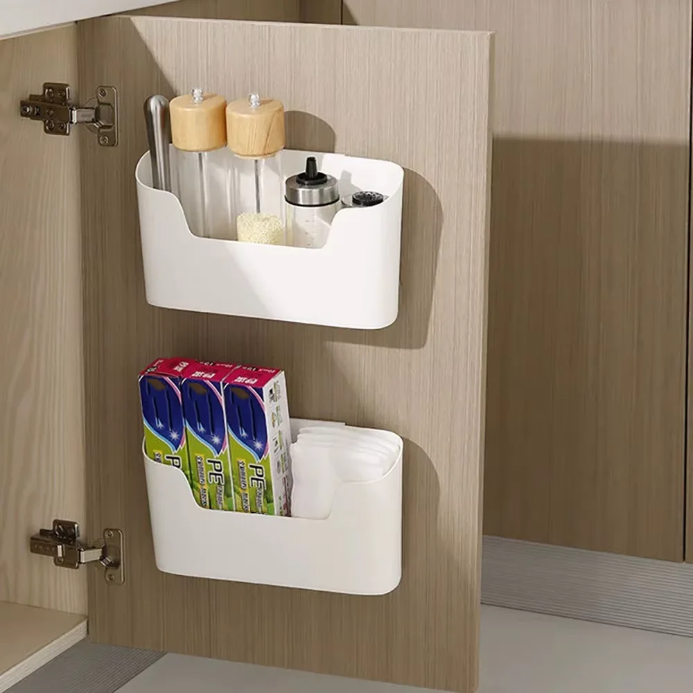Küche Wand-montiert Klebstoff Lagerung Rack Multifunktionale Schrank Tür Lagerung Box Unter Waschbecken Schublade Regal Badezimmer Organizer