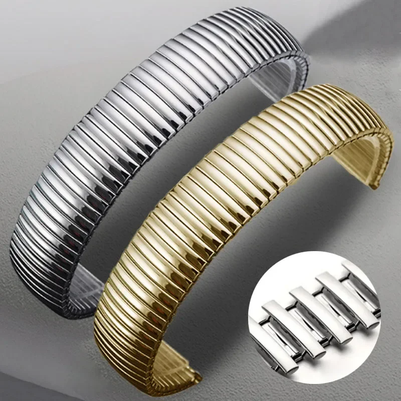 

12mm 14mm 16mm 18mm 20mm Stretch Expansion Stainless Steel Elastic Watch Band Metal Wrist Band Retractable Bracelet Accessories