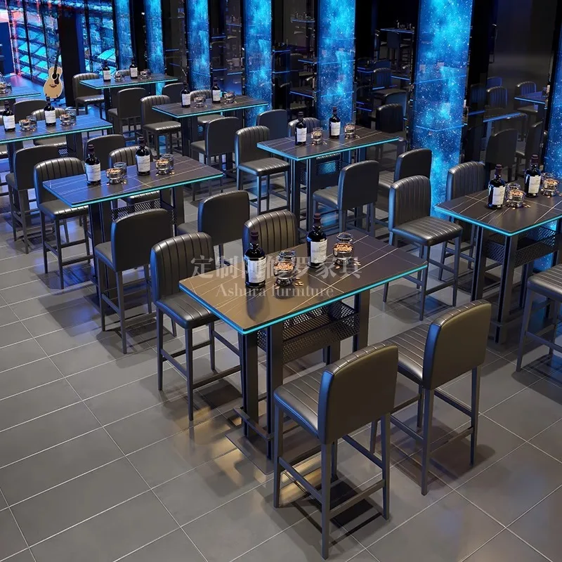 

Commercial Bar Sofa Clear Bar Table and Chair Salon Combination Music Bistro Restaurant Western Cafe Luminous Table