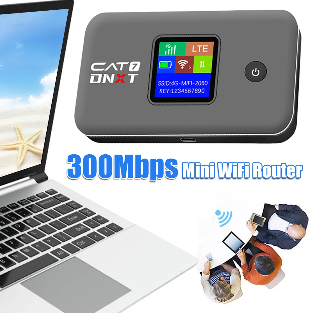 

300Mbps Small 4G Wireless Router 2.4&5.8G Portable 4G LTE Wifi Modem WiFi6 Hotspot Router for Mobile Phone Tablet Laptop