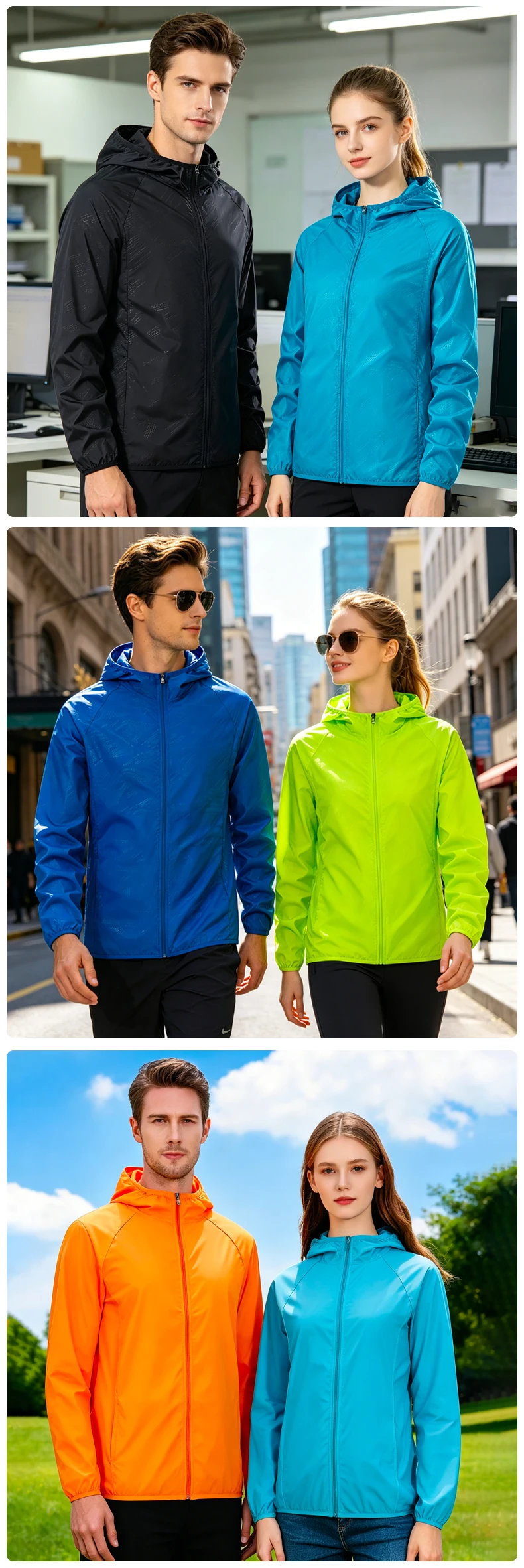 JNLN Wanderjacke für Herren und Damen, wasserdicht, Sonnenschutz, Windjacke, Camping, Klettern, Outdoor, Regenmantel, Unisex, tragbare Kleidung – Detail 20