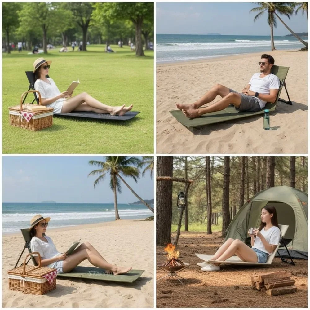 Storage Bag Foldable Beach Mat Adjustable Size Sand Proof Picnic Blanket Portable Lay Flat Lawn Mat Lawn