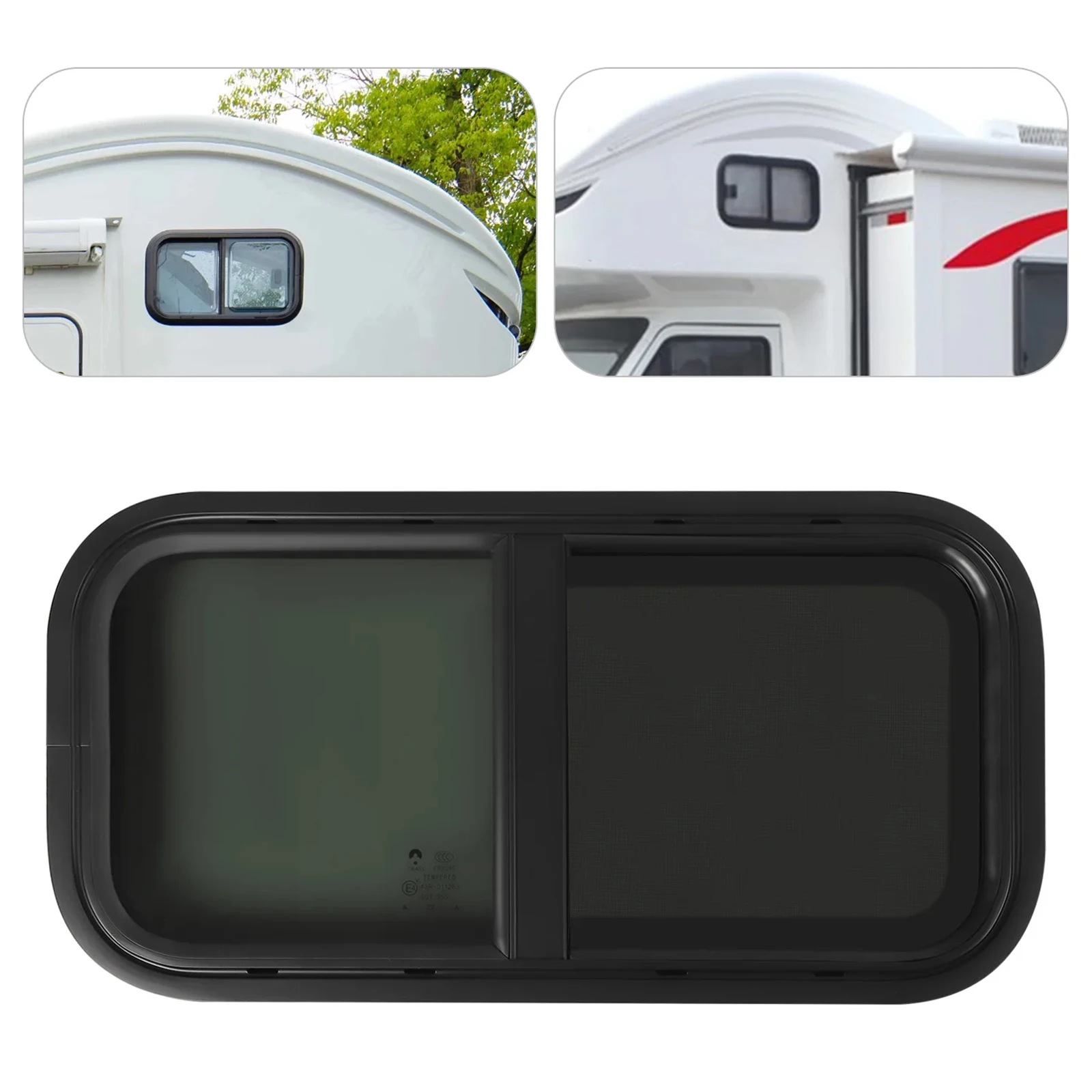 Side Window For Caravan, 50x30cm/60x30cm/70x40cm, RV Trailer Sliding Tempered Glass Screen, Protection Against Insects