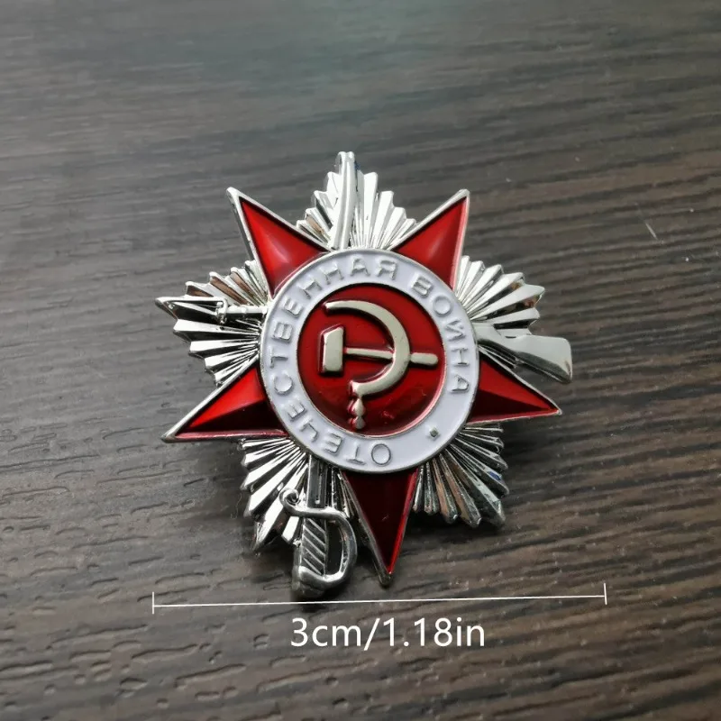 2Pcs Copy Mini Russian Medal Patriotic War Badge Order Great Patriotic War USSR Soviet Red Star Pin