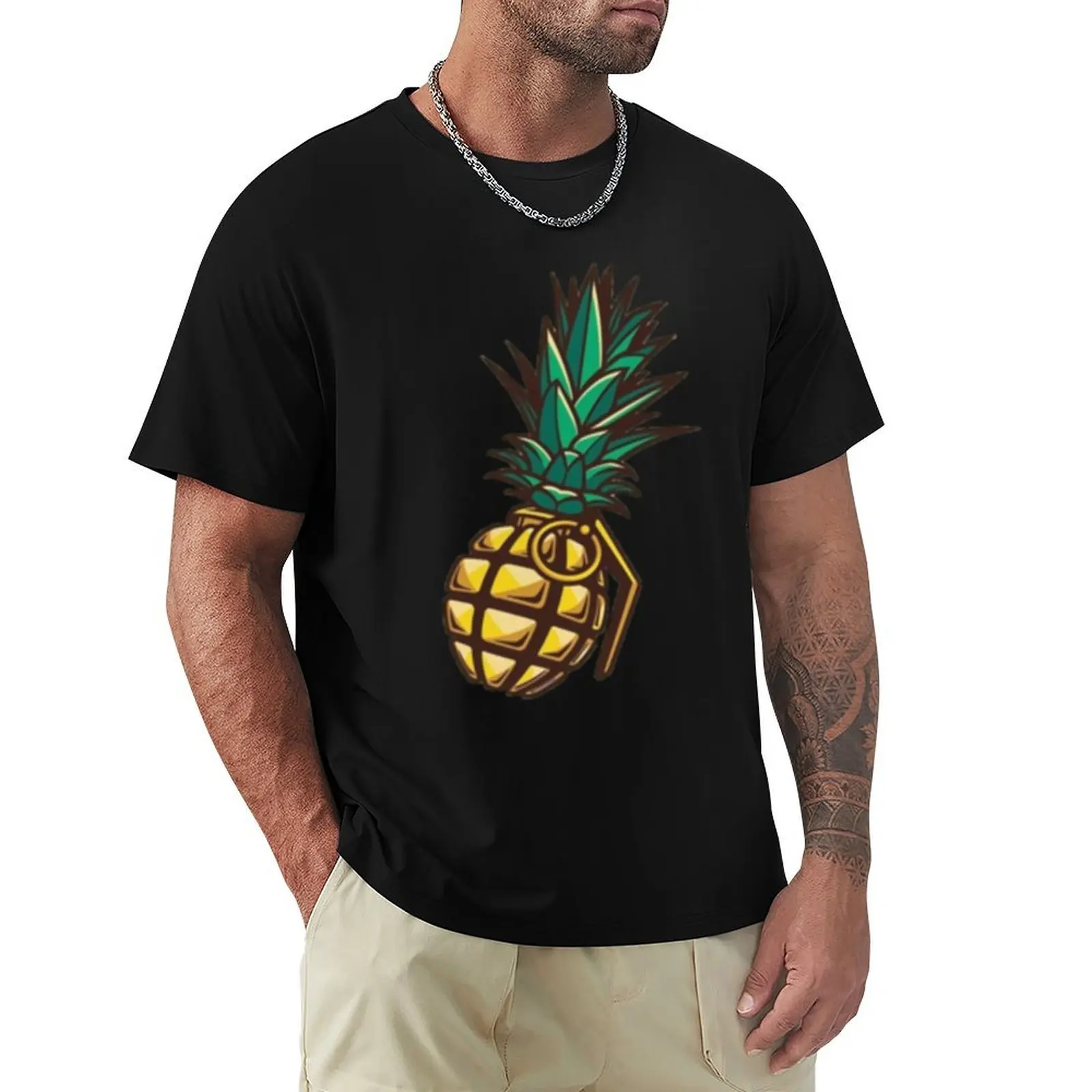 PINEAPPLE GRENADE COOL DESIGN T-Shirt Urban Casual Loose Fit Tee