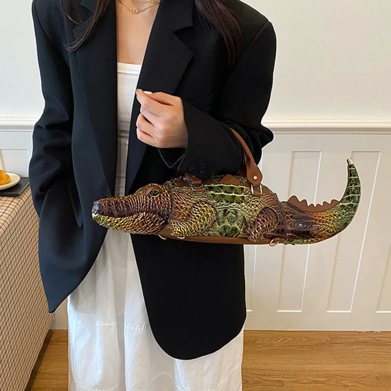 3D Crocodile Shaped Handbag European American Luxury Creative Shoulder Bag Fashion Designer PU Leather Casual Crossbody Bags