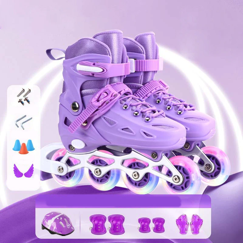 

Kids Inline Roller Skate Shoes For Women Men Adult Flashing Quad Sneakers For Boys Girls Outdoor Skating Skates Gifts Full Set