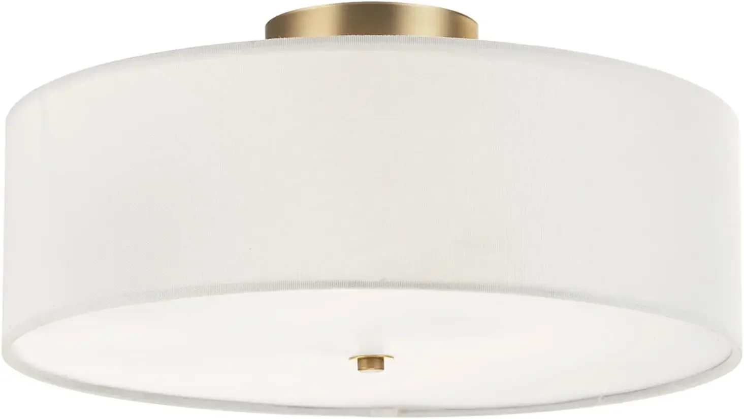 Globe Electric 60998 2-Light Flush Mount Ceiling Light, Matte Brass, White Linen Shade, Kitchen, Lights, Bathroom, Home