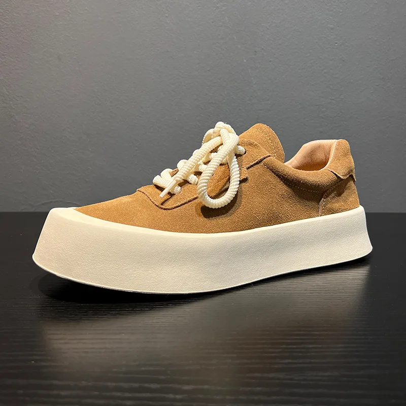 

2025 Men's Board Shoes Minimalist Trendy Design Styles Casual Youth Daily Outdoor Thick Soled Sports Shoes Cow Suede Tide Shoes