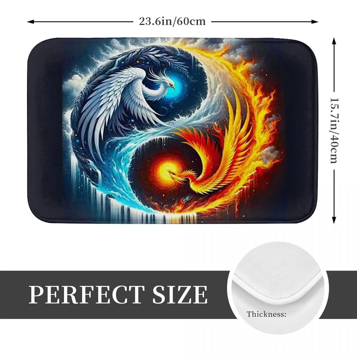 Yin yang dragão e phoenix impresso capacho água à prova de óleo tapete cozinha entrada casa tapete para banheiro footpad tapetes