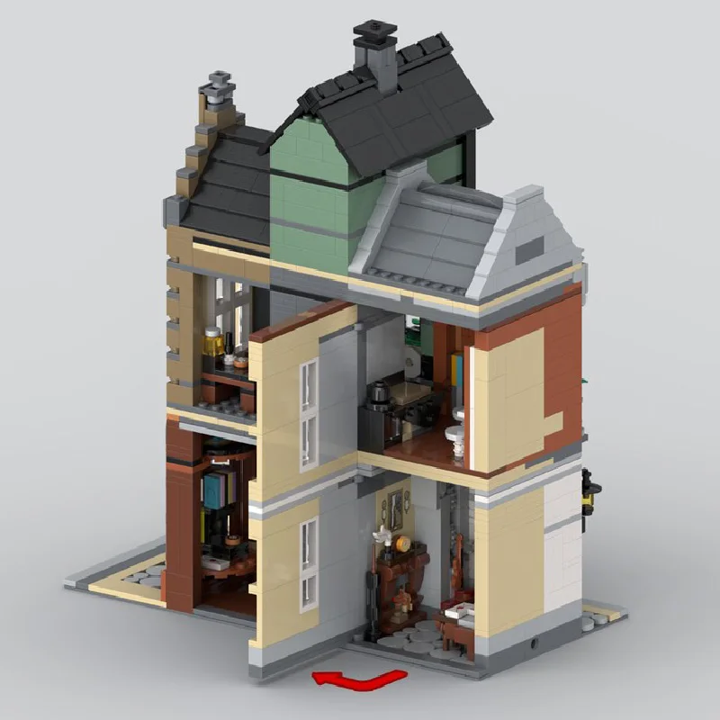 1781 Uds. MOC City famosas vistas a la calle, bloques de construcción modulares de lujo, montaje Diy, juguetes para niños, conjunto de regalos de navidad