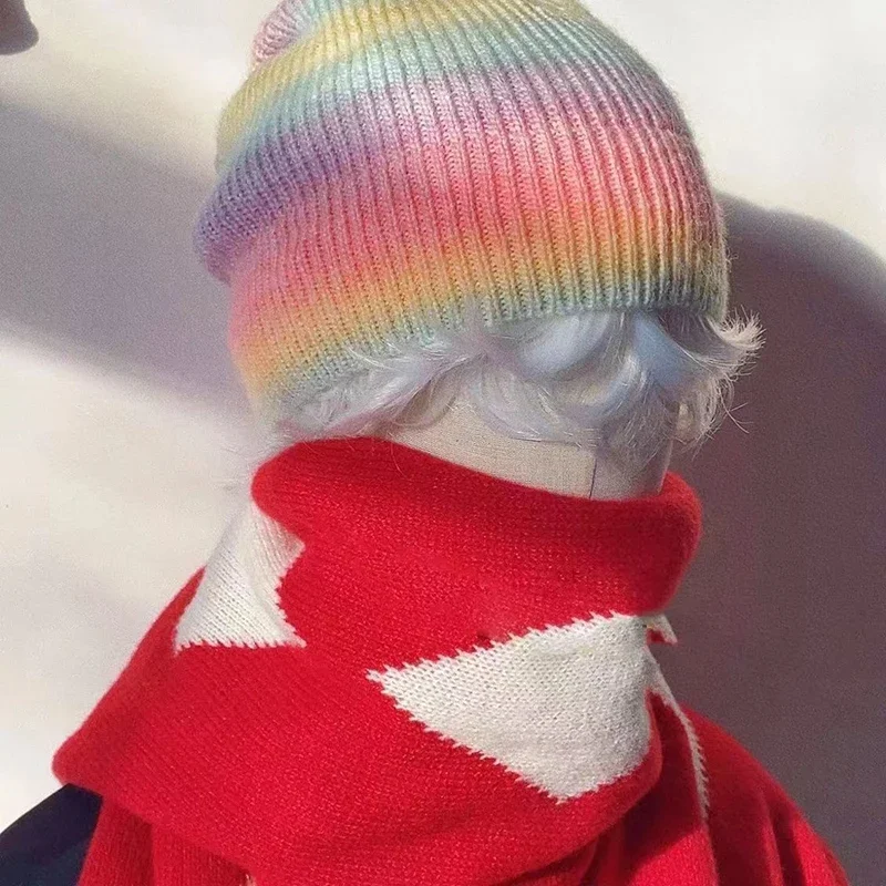 Game Sky:Children of Light Same Rainbow Gradient Color Women's Windproof and Warm Boys and Girls Outdoor Windproof Knitted Hat