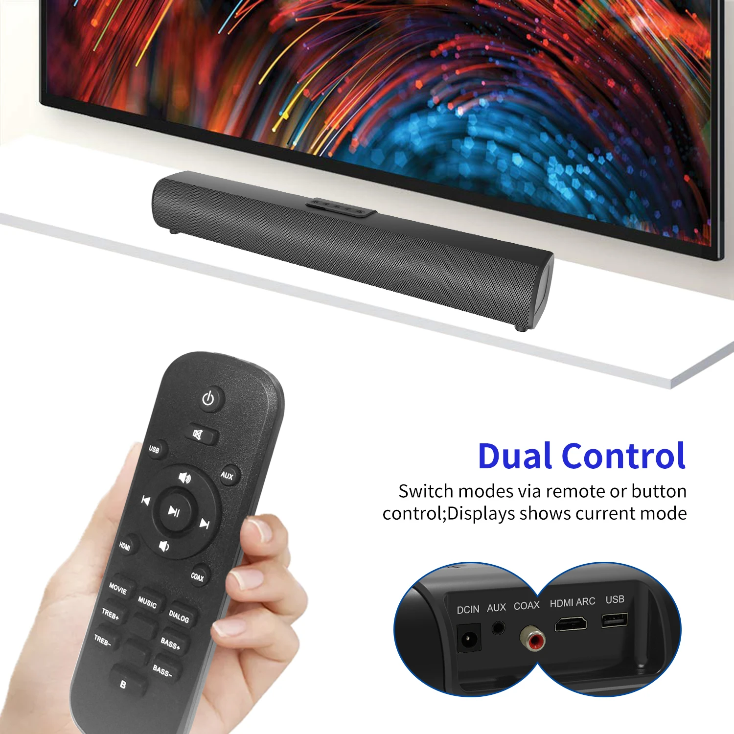S20 TV Soundbar 30W Powerful Bass Bluetooth Audio Speakers HDMI Optical AUX USB RCA 3 EQ Modes IR Remote Home Theater Sound Bar - view 5