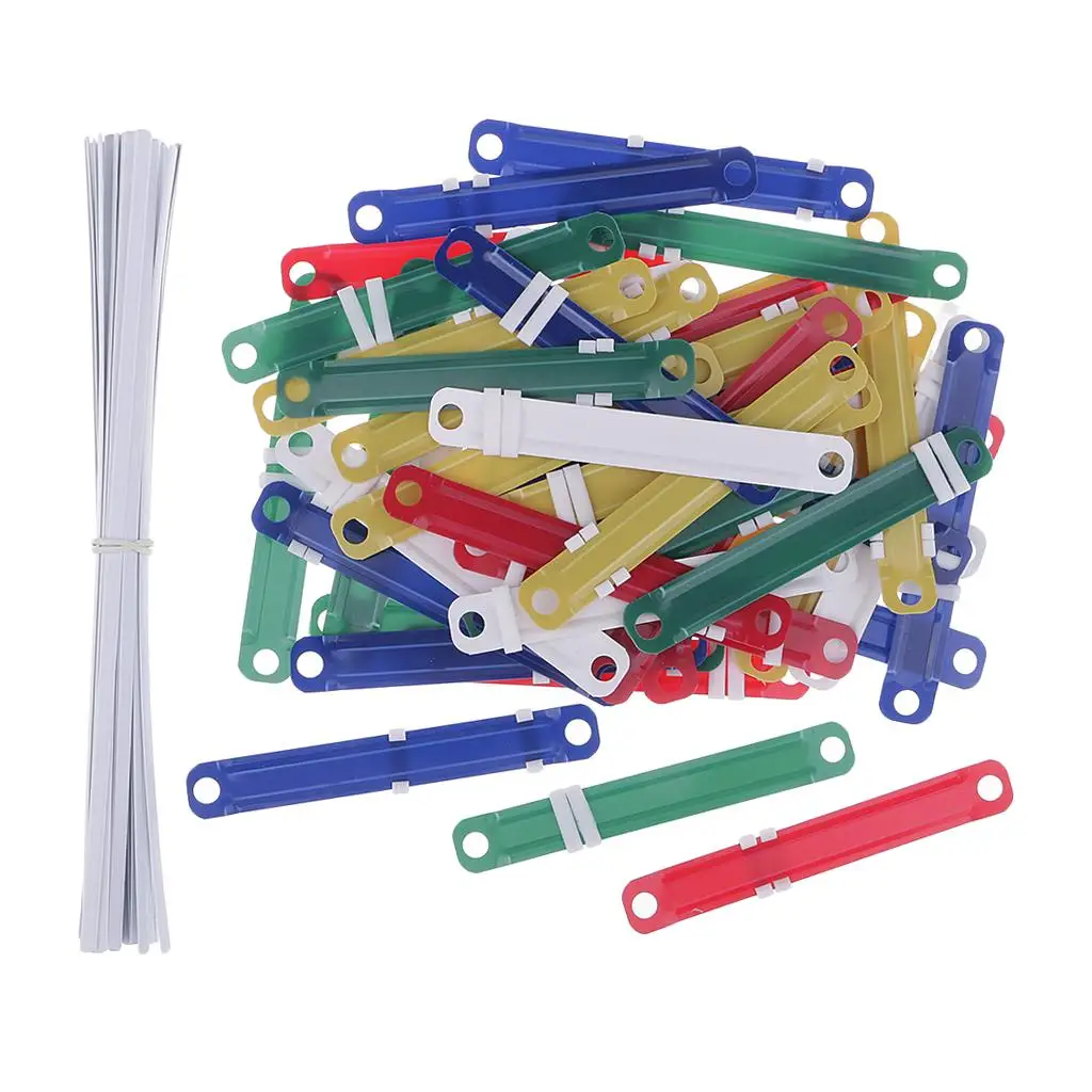 50 Pieces Assorted Color Binder Clips File Document Binding Two-hole