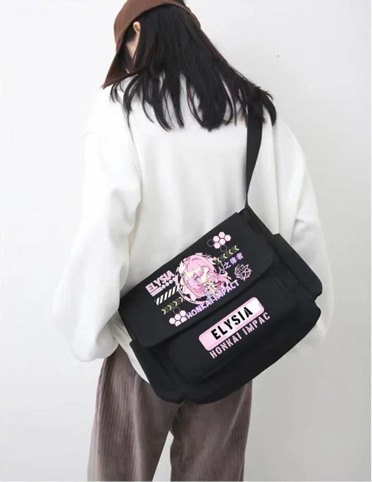 لطيف Kawaii، أسود أبيض، Honkai Impact 3rd، طالب أطفال المراهقين، أنيمي رسول حقائب الكتف Crossbody للفتيات في المدارس الأولاد