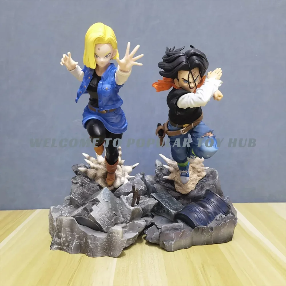 Dragon Ball Z Super Saiyan Android 17 Lapis Android 18 Lazuli Son Gohan Anime Figures PVC Action Figure Battle Custom Model Toy