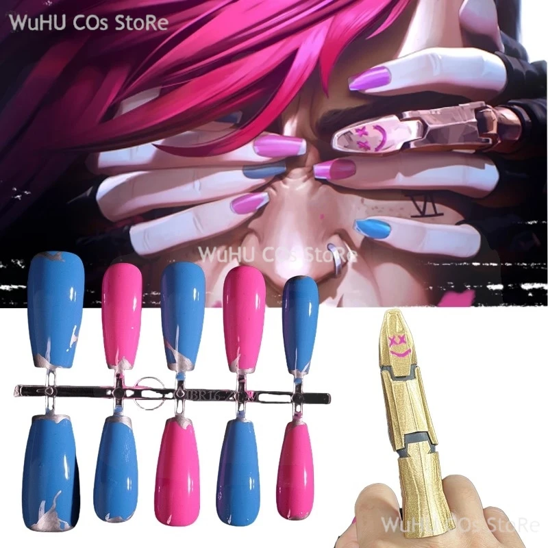 Arcane Jinx Cosplay 2024 Game LoL TV 2 Jinx Cosplay Nails Finger Cosplay Jinx Cosplay Prop Women Halloween Roleplay Props