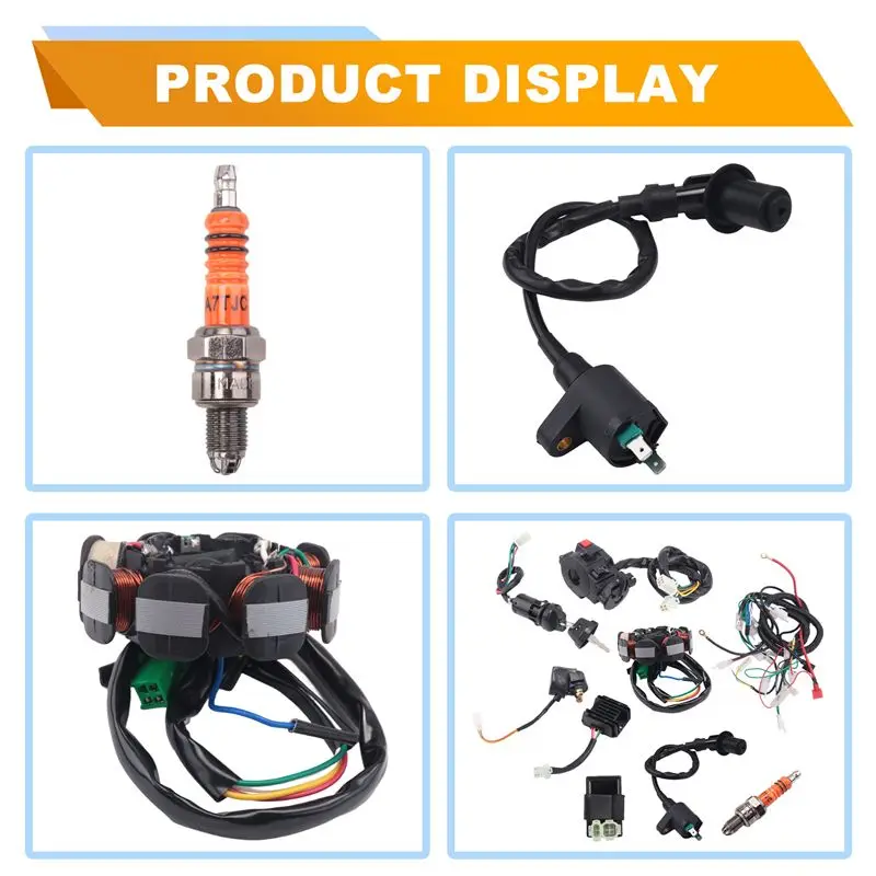 DT42-ATV Wiring Harness Kit, With CDI Stator Regulator Ignition Switch Solenoid Relay For GY6 125Cc 150Cc ATV 4-Stroke Parts