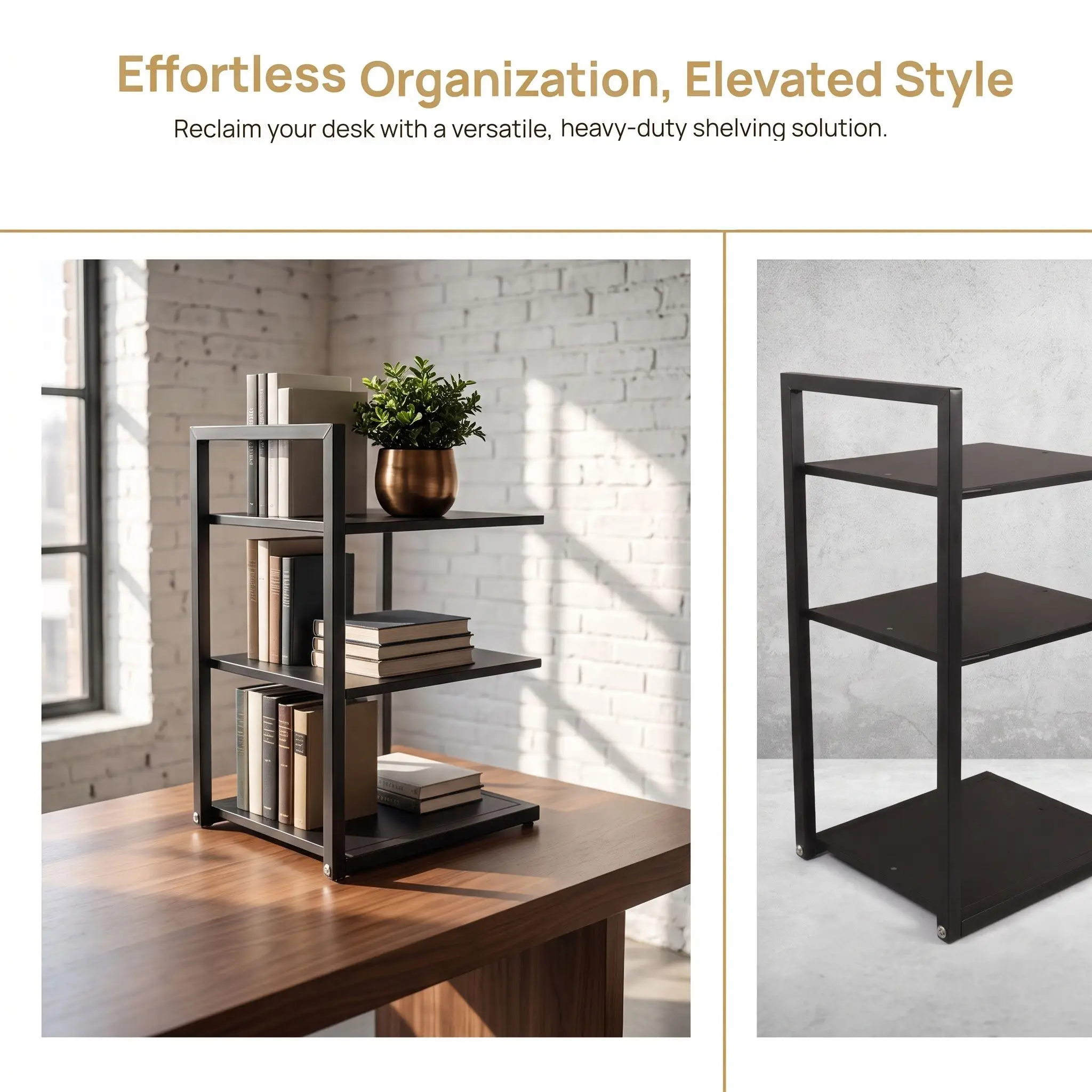 Metal Desktop Shelf Adjustable 3-Tier Strong Load Bearing Multi-Layer Desk Organizer for Office Study Room Storage Rack