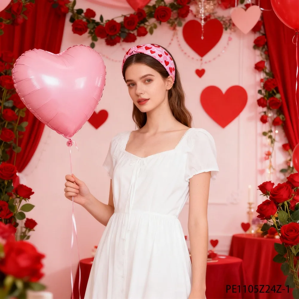PESENAR  This pink heart print headband is cute and sweet Perfect for a cute look suitable for Valentine s Day styling