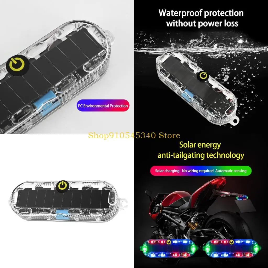 U2JA Waterproof Vehicle Safety Light Solar Energy Charging 7 Color Vibration Alert