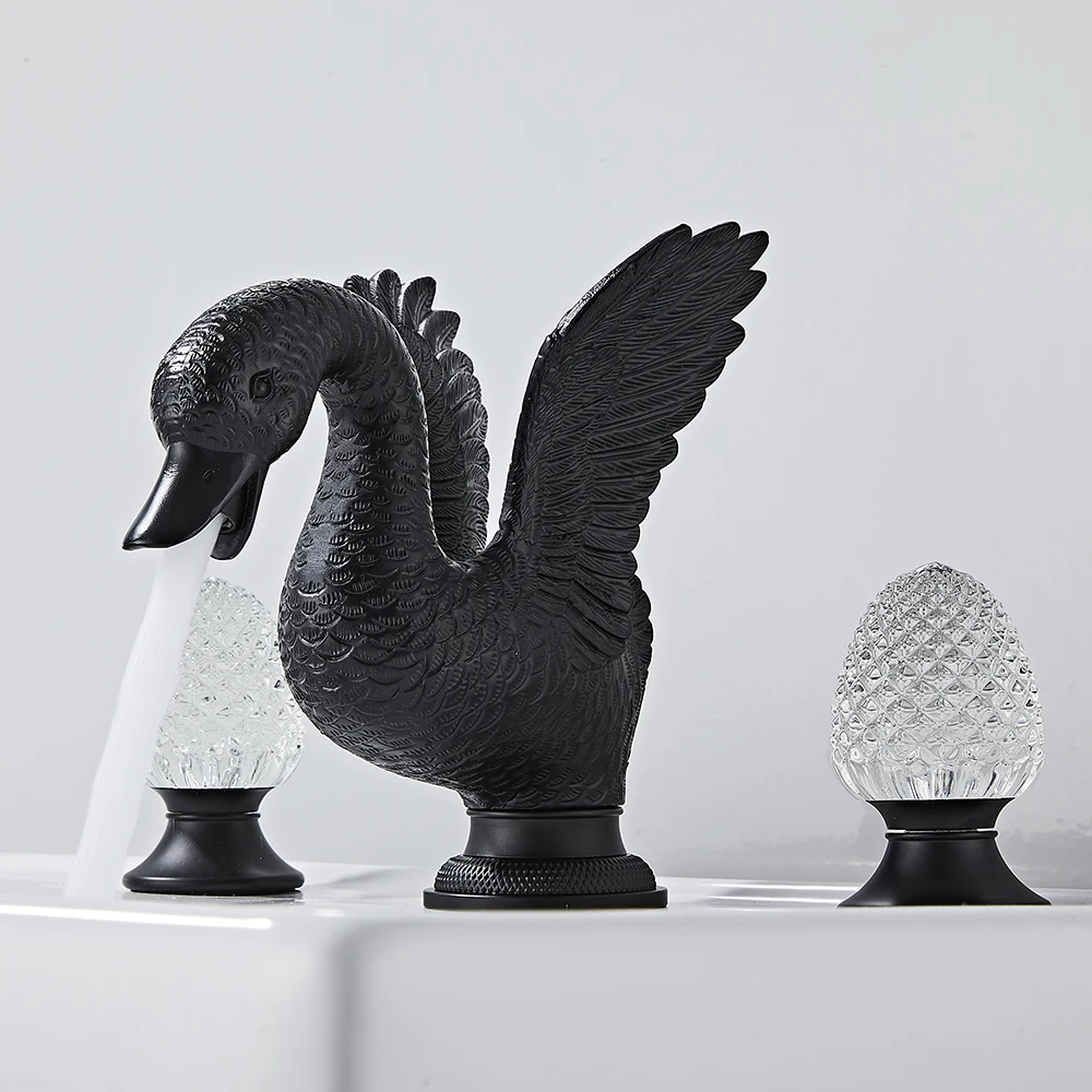 

Luxury Style Double Handles Swan Basin Faucet Bird Shape Nordic Hot and Cold Water Mixer Tap for Bathroom Bathtub Faucet