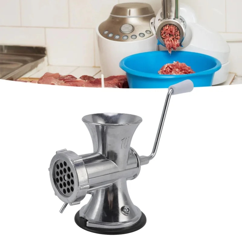 Manual Meat Grinder Silver Suction Cup Type Meat Mincing Machine Aluminum Alloy Sausage Filling Machine For Home Kitchen