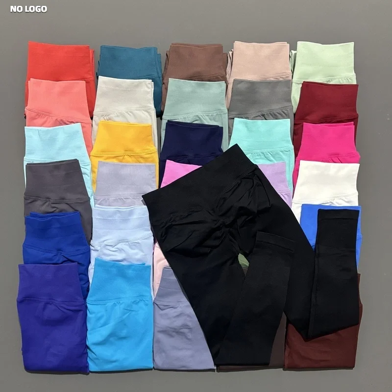 

HISTELLO Sports Leggings Women Seamless Yoga Pants Low Ribbed Band Scrunch Bum Running Gym Tights Fitness Workout Leggings