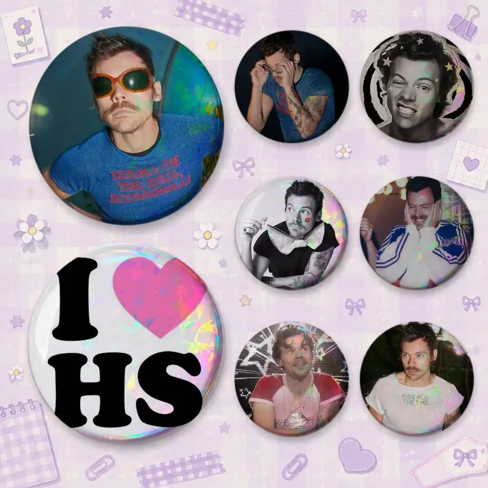 H-Harry S-Styles Kiss All the Time Brooches Cartoon Badge Pins Backpack Hat Accessories Friend Gift
