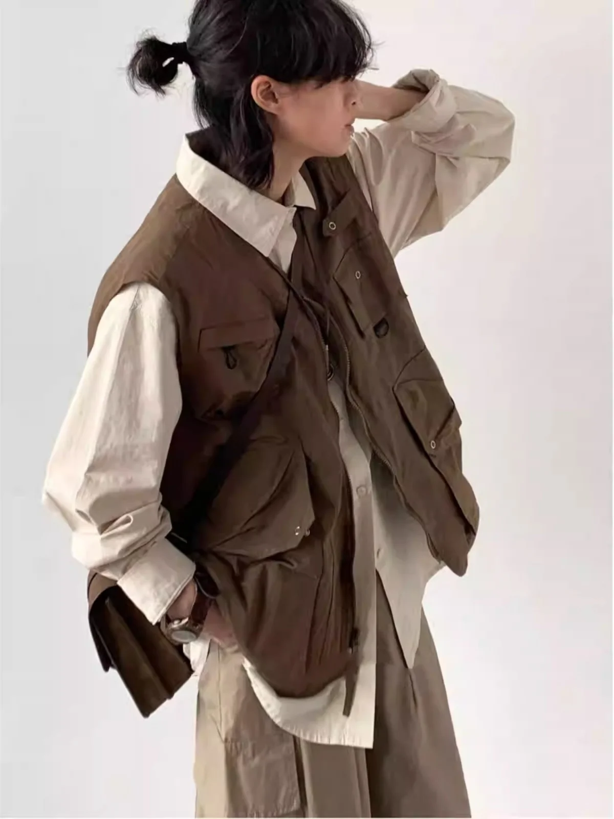 

Весенне-осенний свободный рабочий жилет, повседневный тактический жилет, молодежный стиль, не требует глажки, для всех сезонов