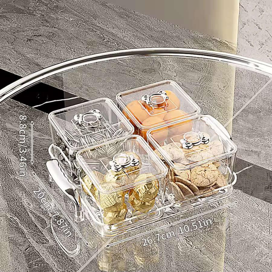 다양한 견과류가 담긴 칸막이 보관함