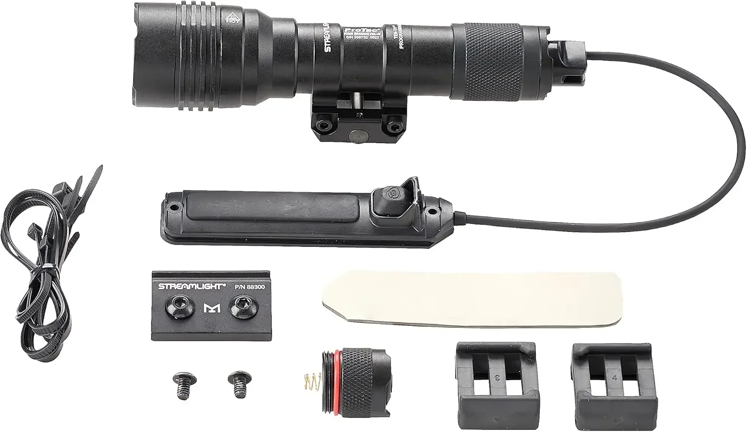 ProTac Rail Mount HL-X 1000-Lumen Multi-Fuel Weapon Light with Remote Switch, Tail Switch, Clips, and CR123A B