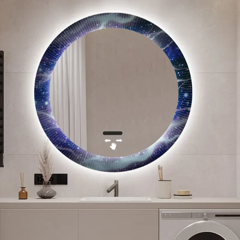 Ultra White Acrylic Starry Sky Symphony Round Touch LED Smart Wall Mounted Bathroom Mirror Fill Light