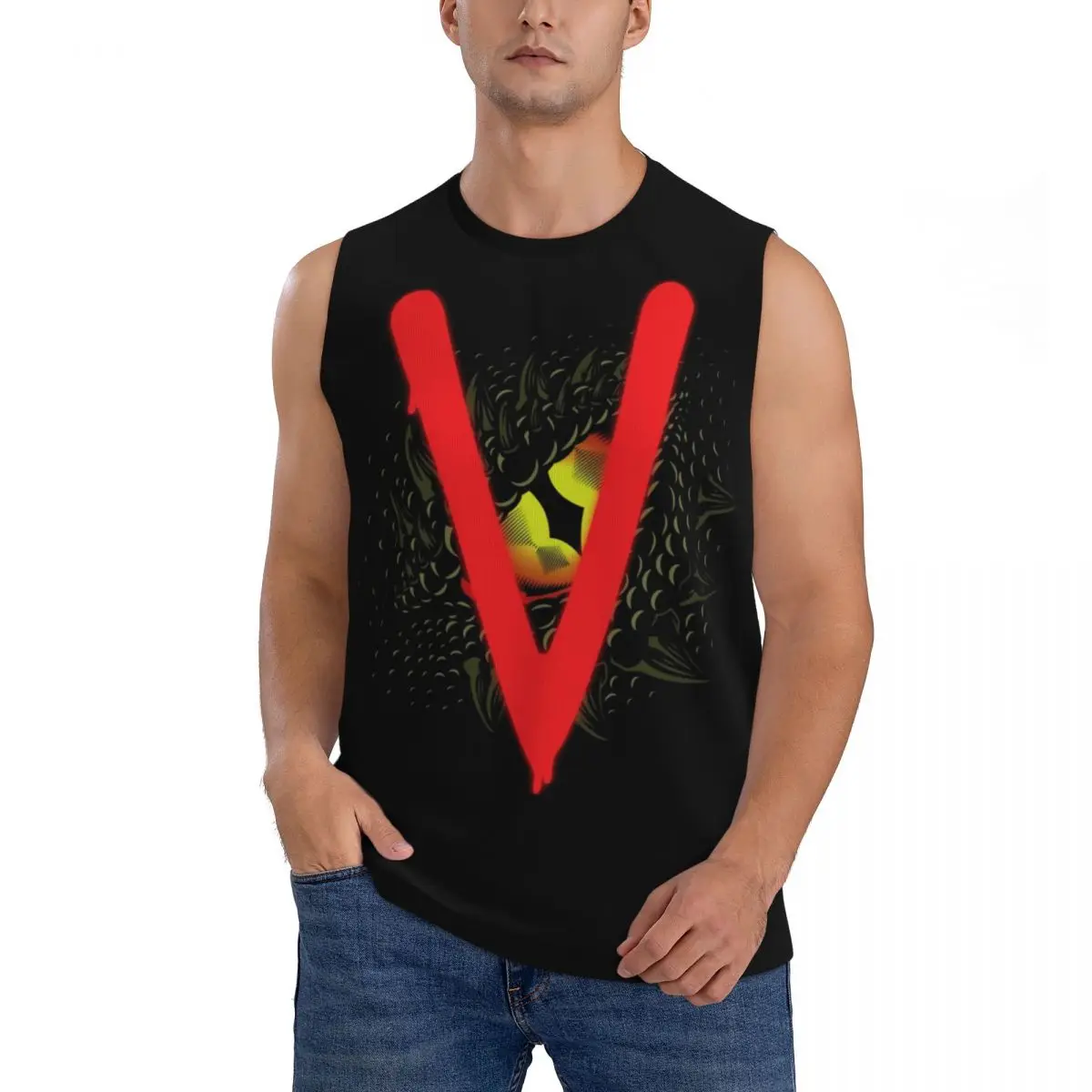 V The Visitors Insignia Men Sleeveless Tank Tops Quick Dry Breathable Gym Fitness Running Summer Casual Sport Vest