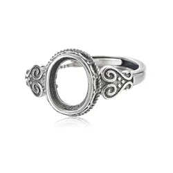 925 Silver Adjustable Ring Blank for 8x12mm/9x11mm/10x14mm/12x16mm Oval Cabochon or 9x9mm/12x12mm Round Cabochon