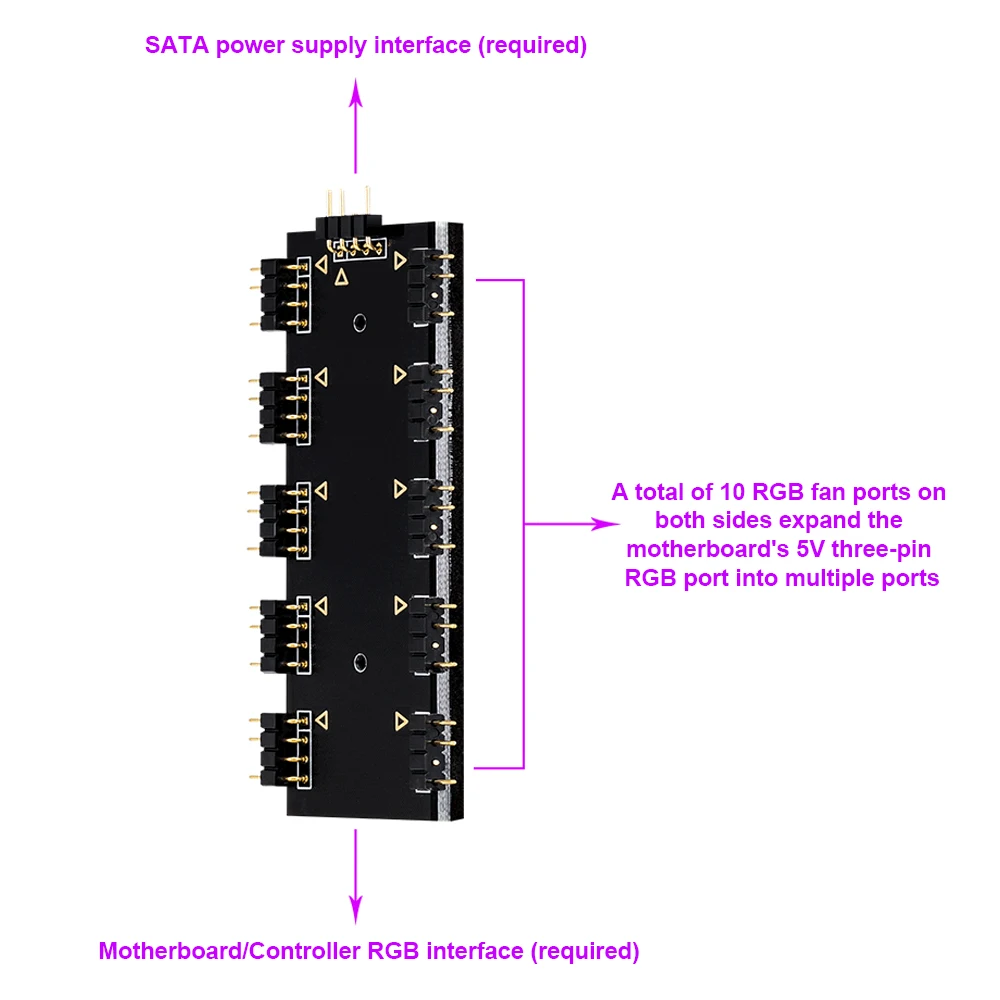 5V 3 Pin ARGB RGBW Cable ASUS AURA SYNC RGB 10 Hub Splitter SATA Power Extension Adapter LED Strip Light PC RGB Fan cooler