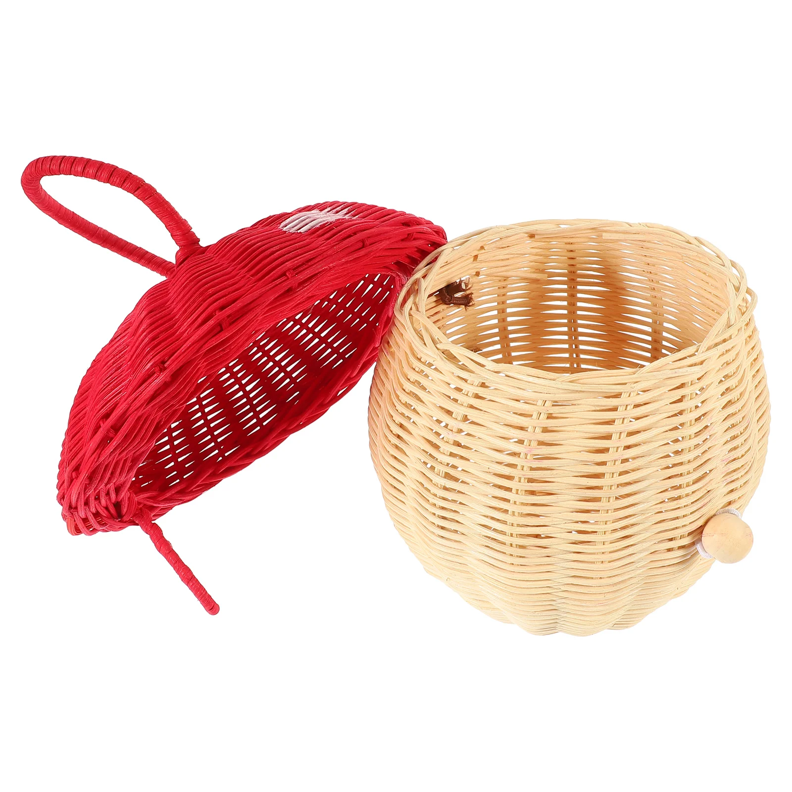 

Mushroom Storage Basket Funny Woven Portable Rattan Handbag Baskets Gift Girl Costume Travel Handbags