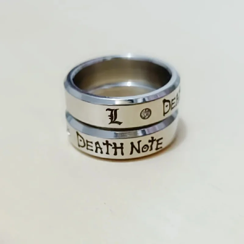 

1pc Anime DEATH NOTE Crystal Rings For Women Men Jewelry Stainless Steel Anillos Mujer