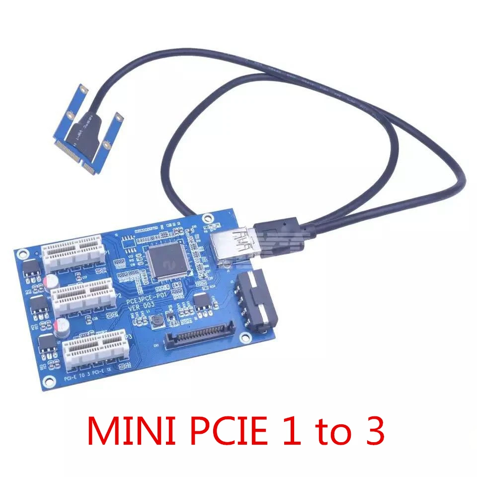 

NEW Mini PCIe 1 to 3 PCI express 1X slots Riser Card Mini ITX to external 3 PCI-e slot adapter PCIe Port Multiplier Card