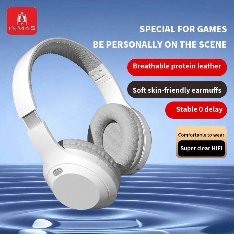 

INMAS 5W Foldable Wireless Headset Bluetooth Outdoor Sports Earphones Stereo Sound Music Earbud Driver Gaming Headphone With Mic